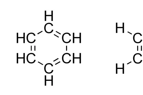 Strukturen von Benzol, Cyclohexadien und Benzol zeigen die Grundlagen der Aromaten-Chemie.