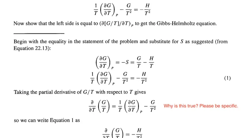 Herleitung der Gibbs-Helmholtz-Gleichung durch partielle Ableitung.