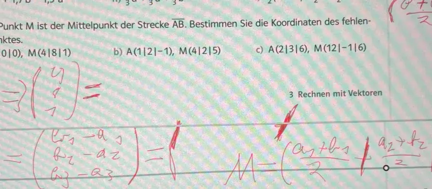 Mittelpunkt einer Strecke mit Vektoren berechnen - einfach erklärt