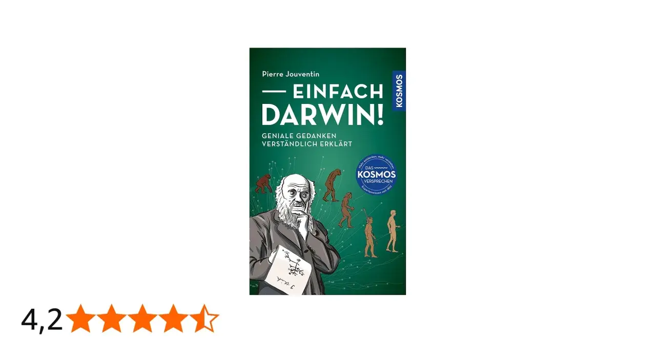 Buchcover "Einfach Darwin!" mit Charles Darwin und menschlicher Evolution. Erklärt die Evolutionstheorie Darwins.